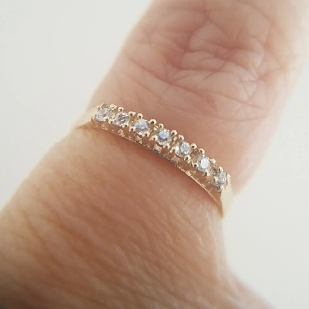 tiny 14k Yellow gold Children CZ Pinky Ring